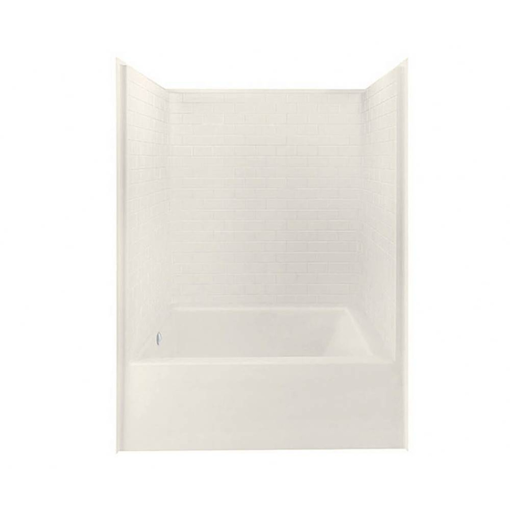 6042STTM AFR  AcrylX Alcove Left-Hand Drain One-Piece Tub Shower in Biscuit