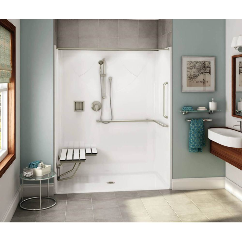 OPS-6030-RS AcrylX Alcove Center Drain One-Piece Shower in Black - ANSI compliant