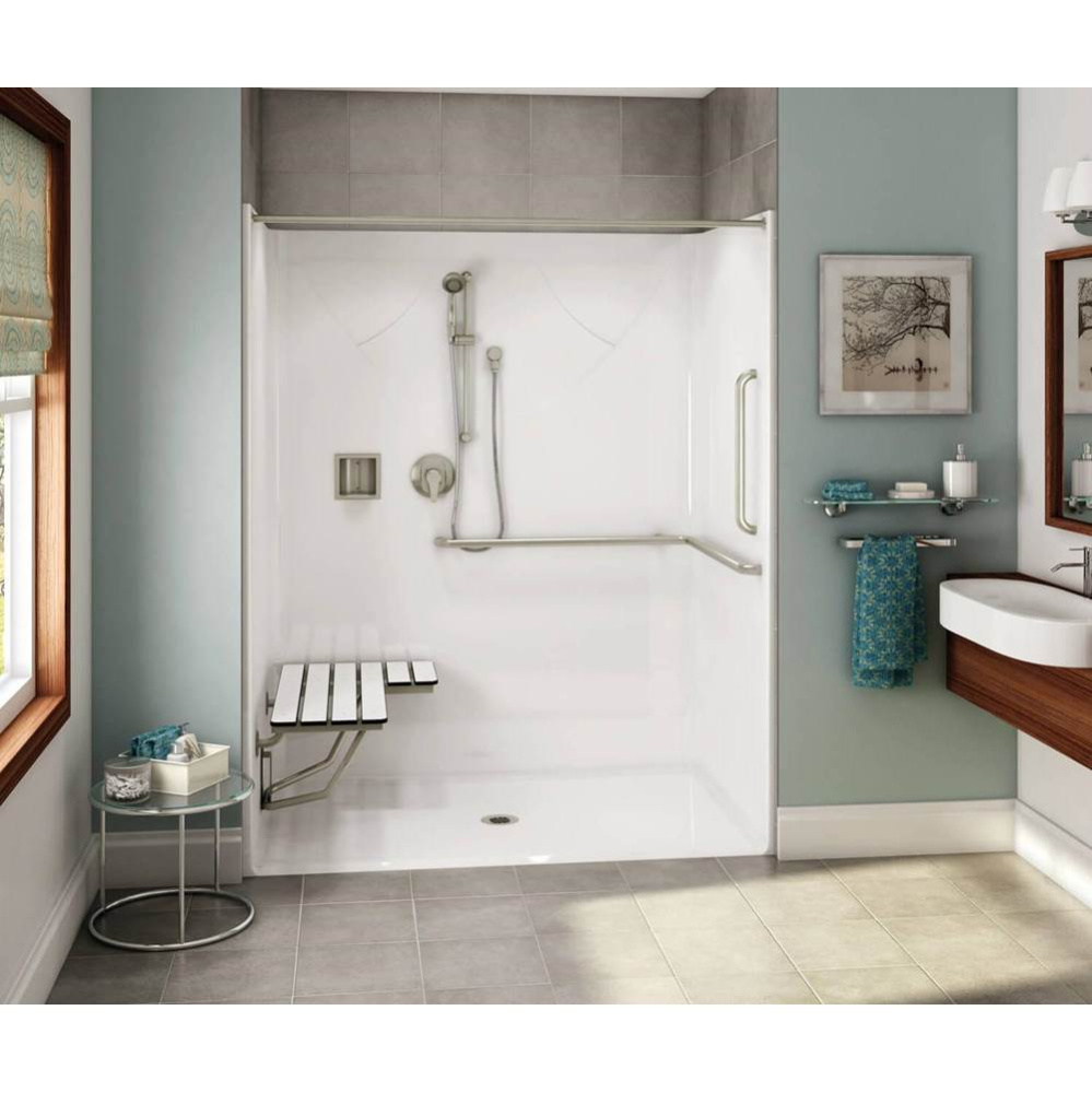 OPS-6036 AcrylX Alcove Center Drain One-Piece Shower in Sterling Silver - ANSI compliant