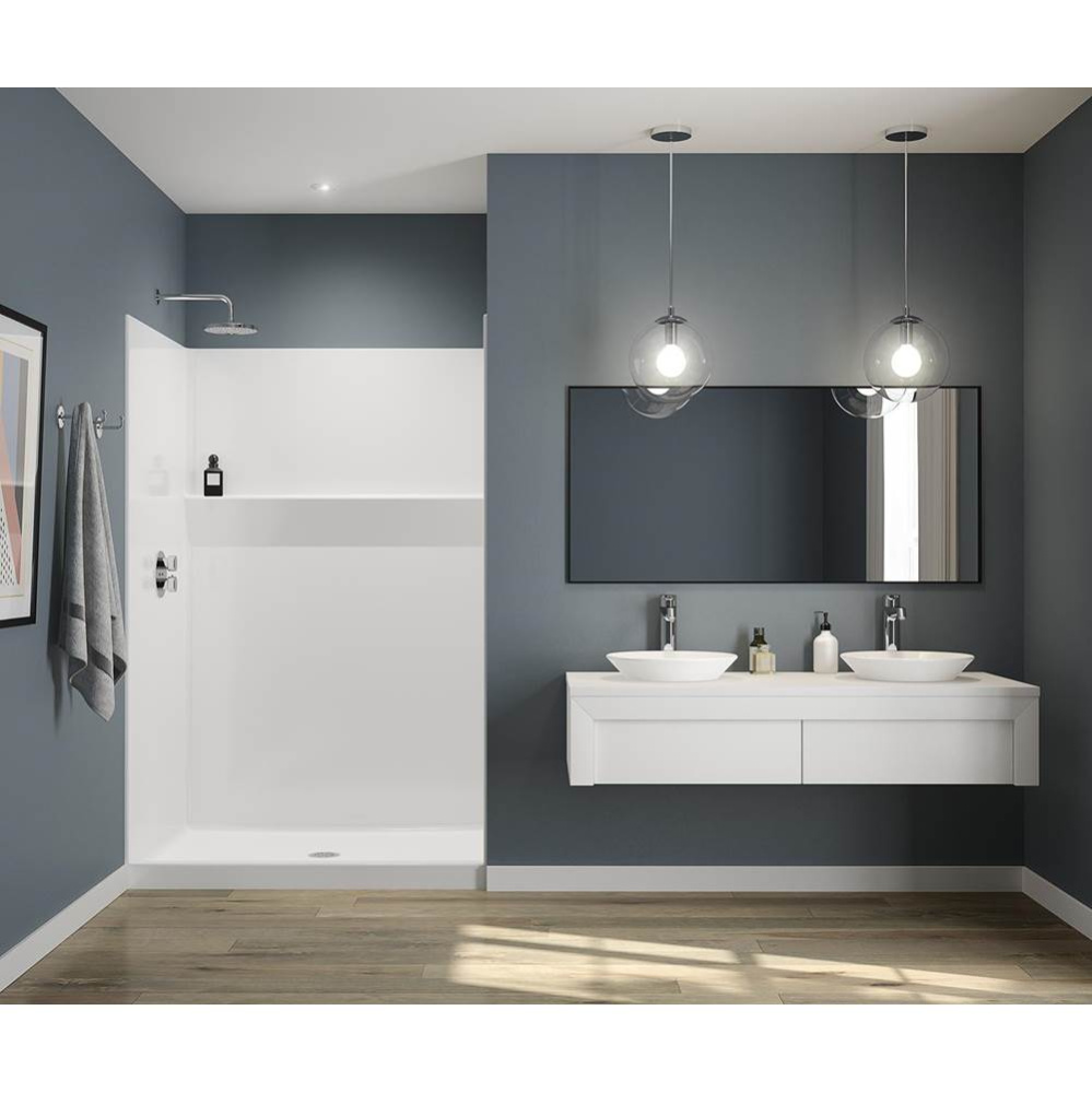 FHA 5038 SH AcrylX Alcove Center Drain One-Piece Shower in Thunder Grey