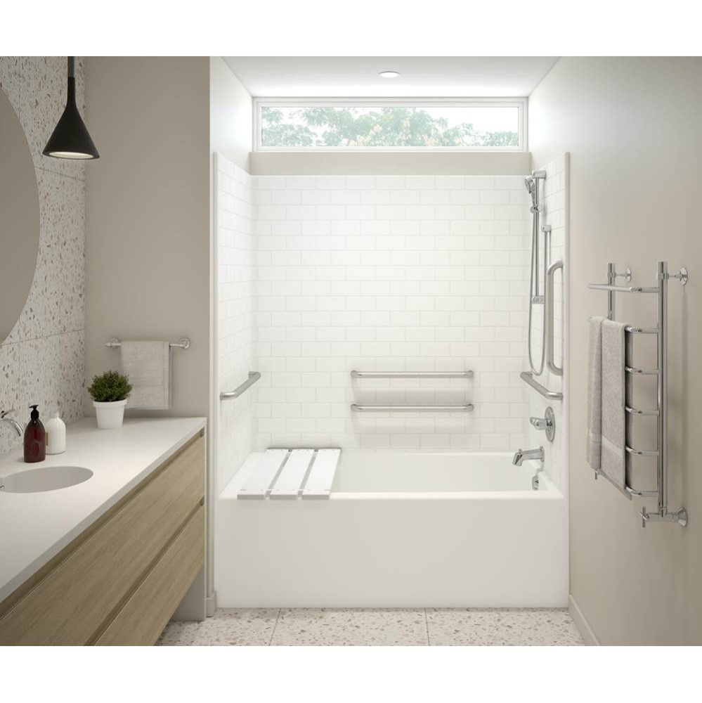 F6030STTM - ANSI Compliant AcrylX Alcove Right-Hand Drain One-Piece Tub Shower in Bone