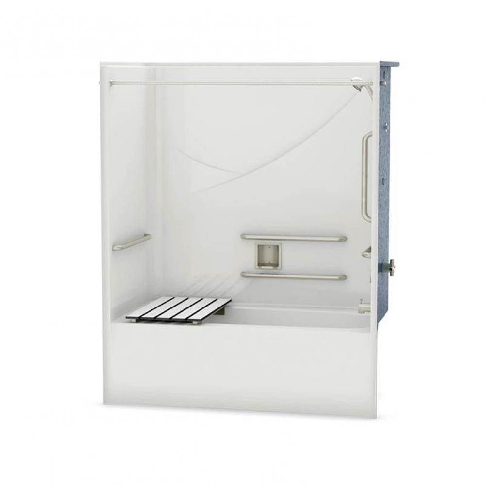 OPTS-6032 AcrylX Alcove Right-Hand Drain One-Piece Tub Shower in Bone - ANSI Compliant