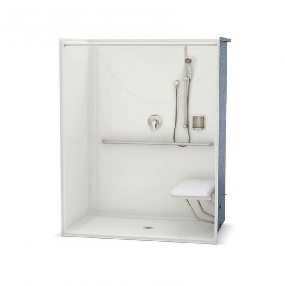 OPS-6036-RS AcrylX Alcove Center Drain One-Piece Shower in Bone - Massachusetts Compliant
