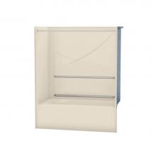 Aker 141382-L-000-004 - OPTS-6032 AcrylX Alcove Left-Hand Drain One-Piece Tub Shower in Bone - MASS Grab Bars