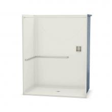 Aker 141295-L-000-007 - OPS-6036 AcrylX Alcove Center Drain One-Piece Shower in Biscuit - ADA L-Bar