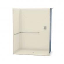 Aker 141337-L-000-004 - OPS-6036-RS AcrylX Alcove Center Drain One-Piece Shower in Bone - ADA L-Bar