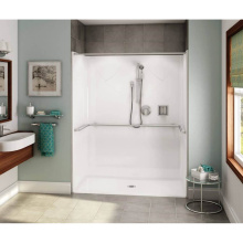 Aker 141292-000-004 - OPS-6030 AcrylX Alcove Center Drain One-Piece Shower in Bone - ADA Compliant (without Seat)