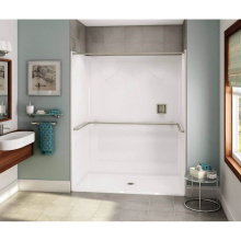 Aker 141296-000-002-102 - OPS-6036 AcrylX Alcove Center Drain One-Piece Shower in White - ADA U-Bar