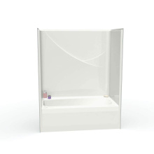 Aker 141305-L-000-006 - FHA 6032 TS AcrylX Alcove Left-Hand Drain One-Piece Tub Shower in Sterling Silver