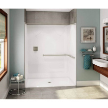 Aker 141337-000-002-113 - OPS-6036-RS AcrylX Alcove Center Drain One-Piece Shower in White - ADA L-Bar