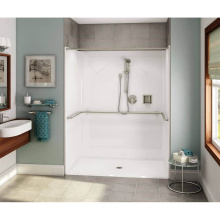 Aker 141341-000-004 - OPS-6036-RS AcrylX Alcove Center Drain One-Piece Shower in Bone - ADA Compliant (without Seat)