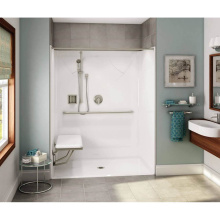 Aker 141342-000-002-121 - OPS-6036-RS AcrylX Alcove Center Drain One-Piece Shower in White - Massachusetts Compliant