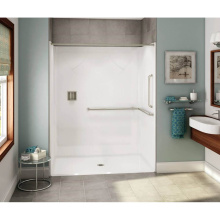Aker 141462-R-000-006 - OPS-6036 AcrylX Alcove Center Drain One-Piece Shower in Sterling Silver - ANSI Grab Bar