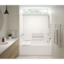 Aker 141488-R-000-004 - F6030STT - ANSI Compliant AcrylX Alcove Right-Hand Drain One-Piece Tub Shower in Bone
