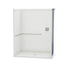 Aker 141295-L-000-004 - OPS-6036 AcrylX Alcove Center Drain One-Piece Shower in Bone - ADA L-Bar