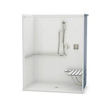 Aker 141298-L-000-004 - OPS-6036 AcrylX Alcove Center Drain One-Piece Shower in Bone - ADA Compliant (with Seat)