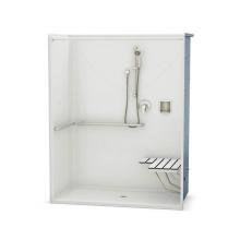Aker 141333-L-000-004 - OPS-6030-RS AcrylX Alcove Center Drain One-Piece Shower in Bone - ADA Compliant (with Seat)