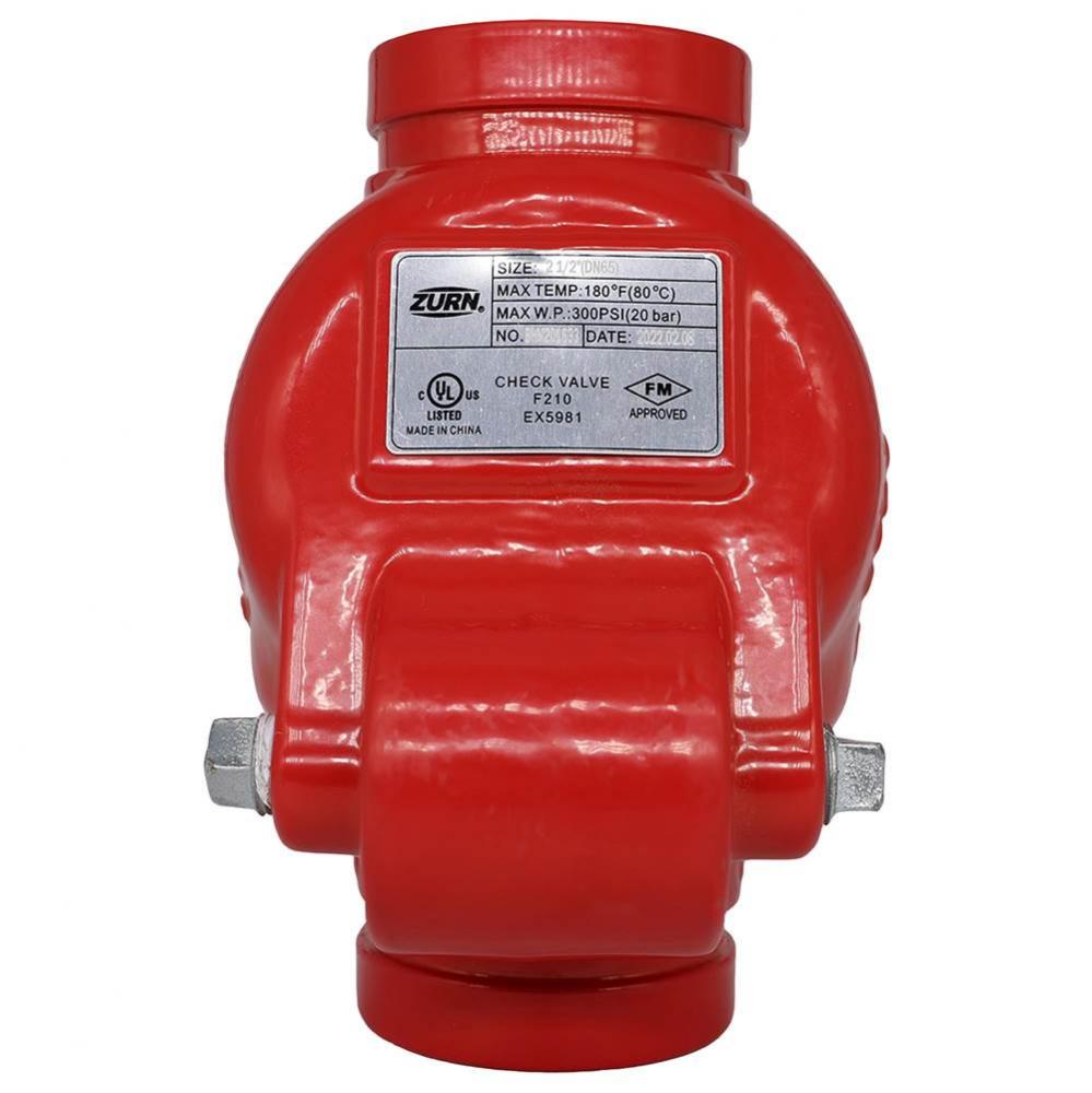 2-1/2'' Fire Riser check, grooved, UL/ULC/FM, Tapped for gauge and drain, 300 psi