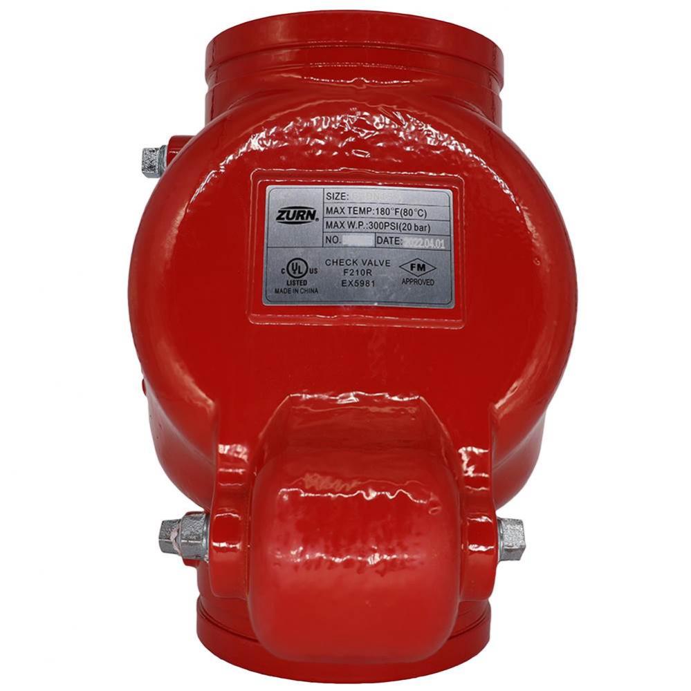 4'' Fire Riser check, grooved, UL/ULC/FM, Tapped for gauge and drain, 300 psi