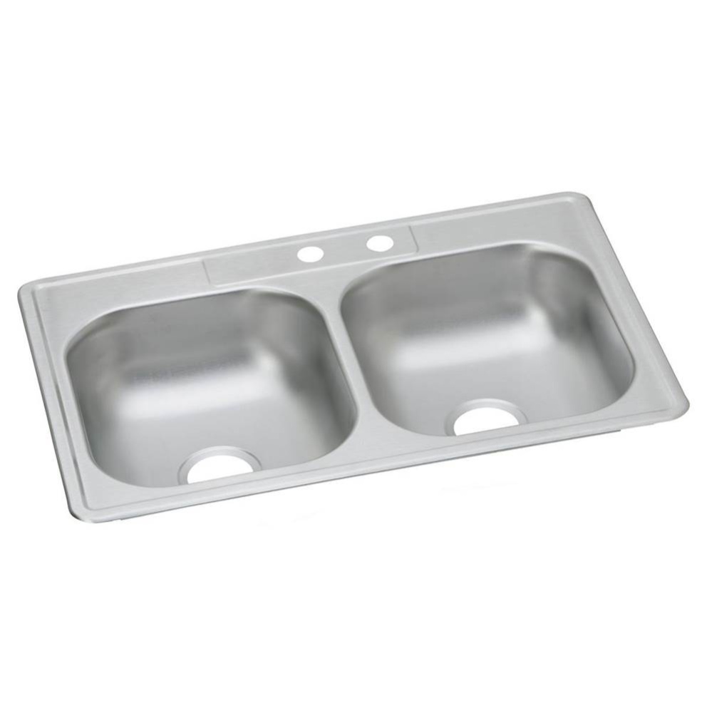 Dayton Stainless Steel 33'' x 22'' x 6-9/16'' MR2-Hole Equal Double