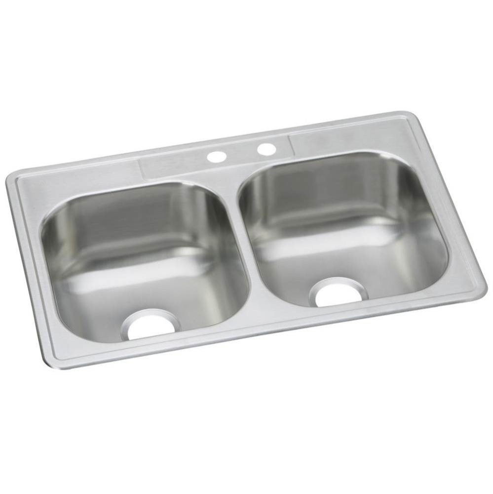 Dayton Stainless Steel 33'' x 22'' x 8-1/16'' MR2-Hole Equal Double