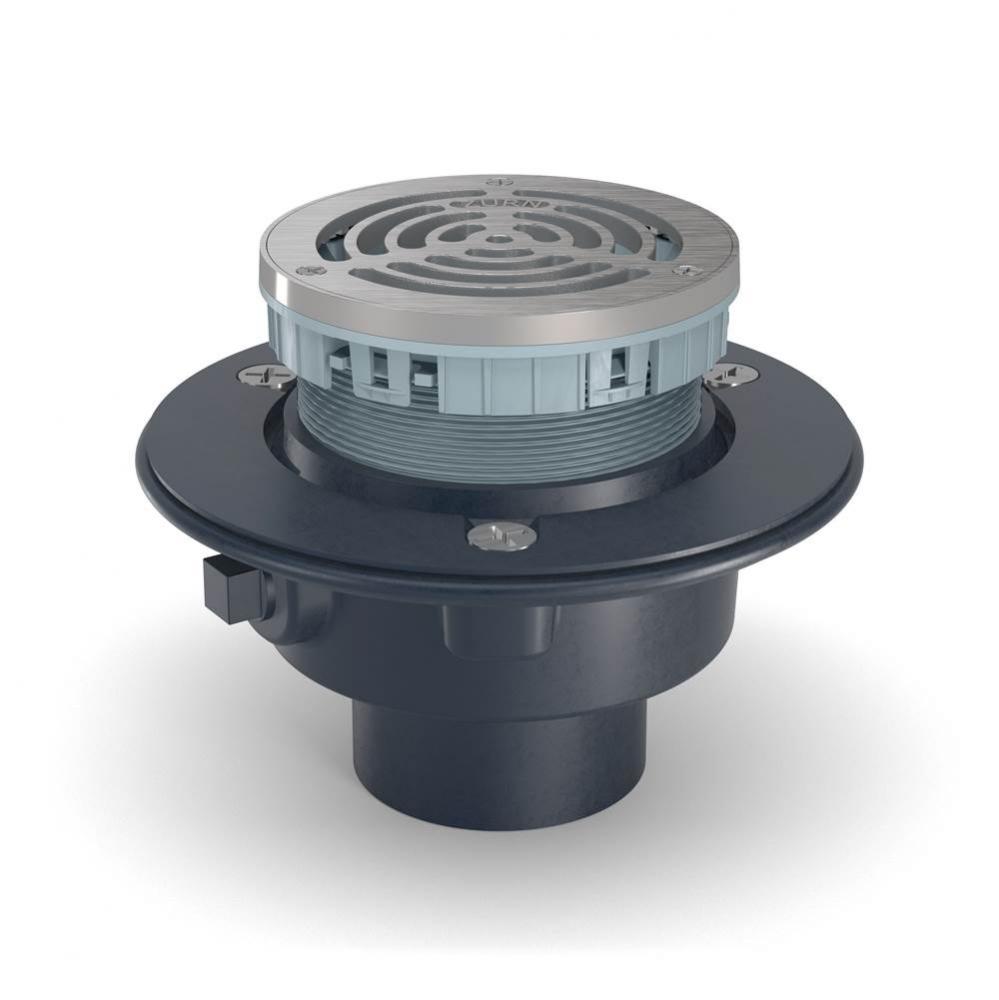 6'' Round Stainless Steel Floor Drain w/ 4'' NH Outlet