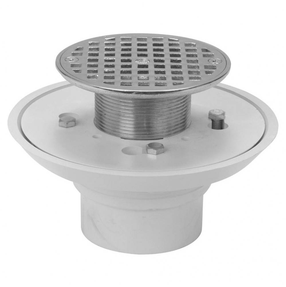 FD2254 2'' PVC Shower Drain w/ Chrome Plated Brass Head Assy