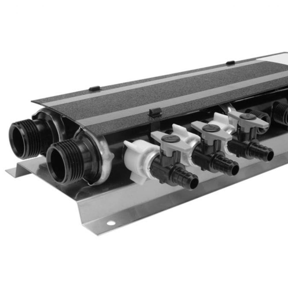 (3) 1'' Male Inlet/Outlets, (12) 1/2'' Male Hot Outlets, and (18) 1/2'&ap