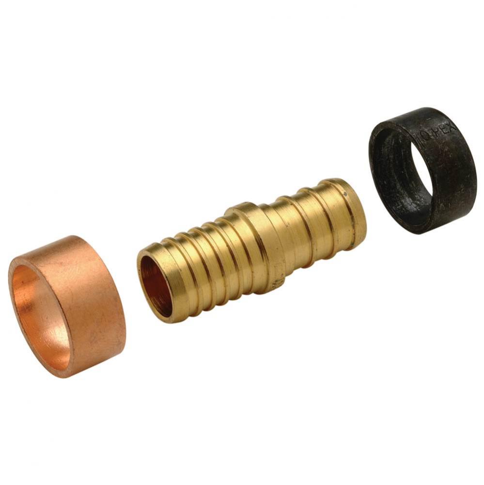 XL Brass Transition Coupling - 1/2'' OD PEX x 1/2'' OD Polybutylene