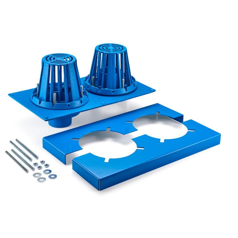 RD2130 3'' Combination OverflowRoof Drain w/ CI Dome & UDC