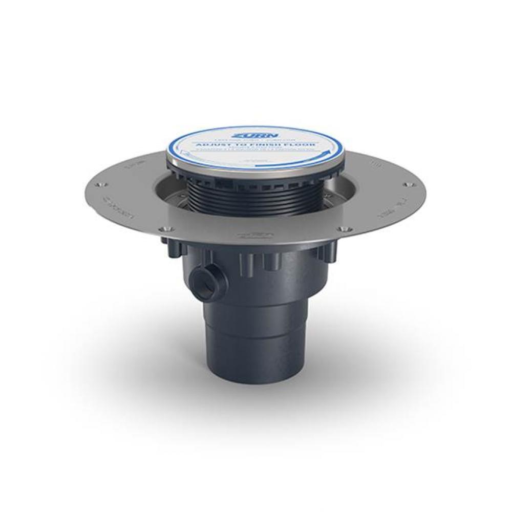 FD2 PVC Drain w/5'' NB Head, SS Deck Plate, CC, and 2''X3'' Outlet P