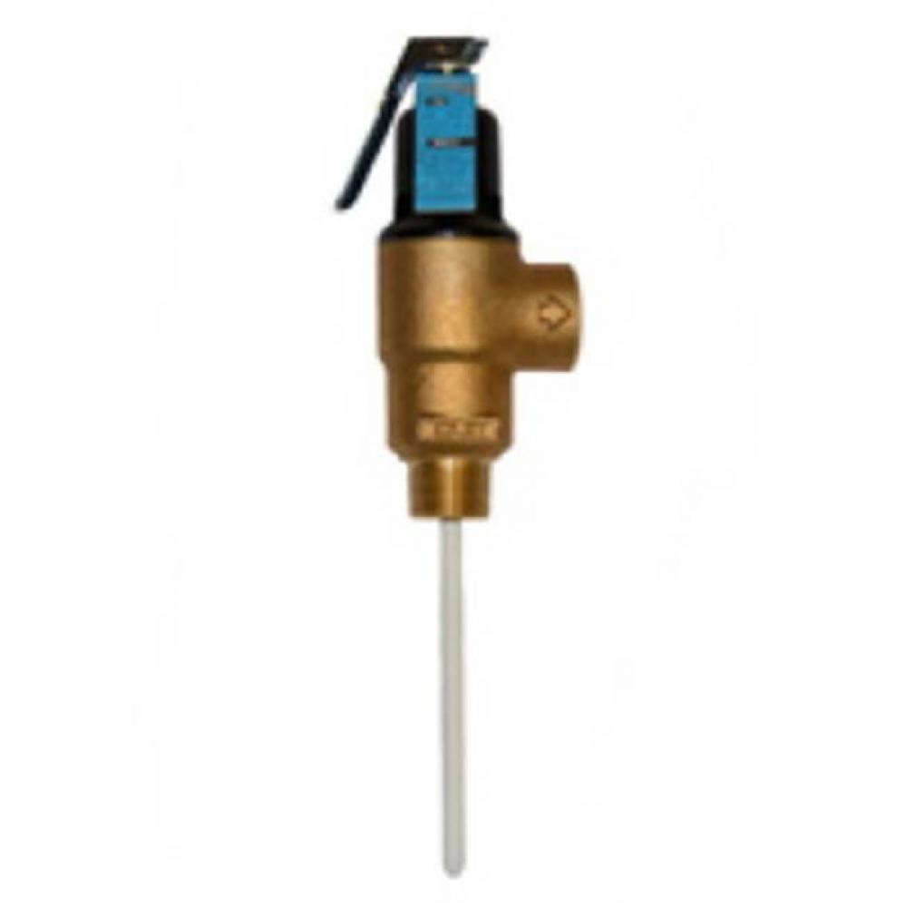 T&P Relief Valve, MNPT x FNPT, 5'' Probe, Set at 125