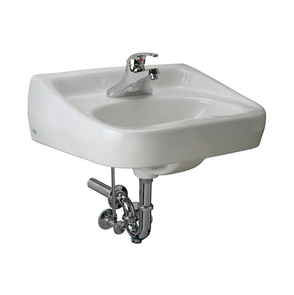 MNUL LAV SYSTM- 20X18 WALL HNG, 0.5 GPM SNGLE CNTRL FCT, GRD DRN, PTRP W CLNOUT