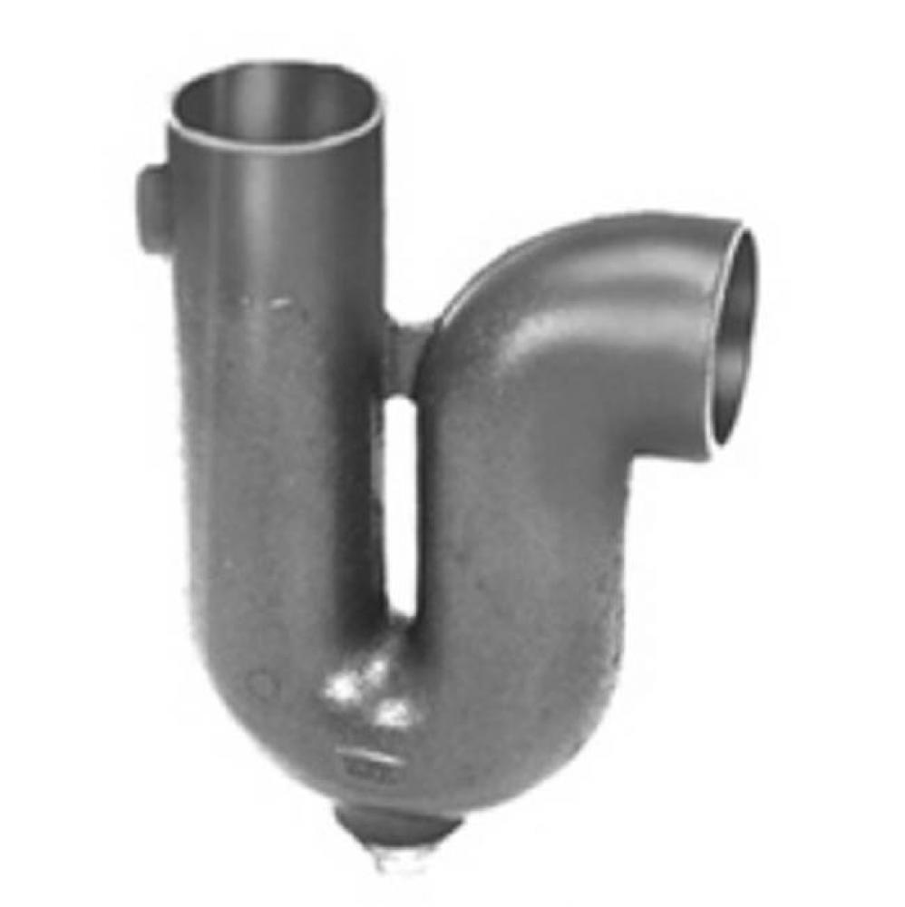 CI Deep Seal Trap w/ Bronze Cleanout Plug-Flushing Connection