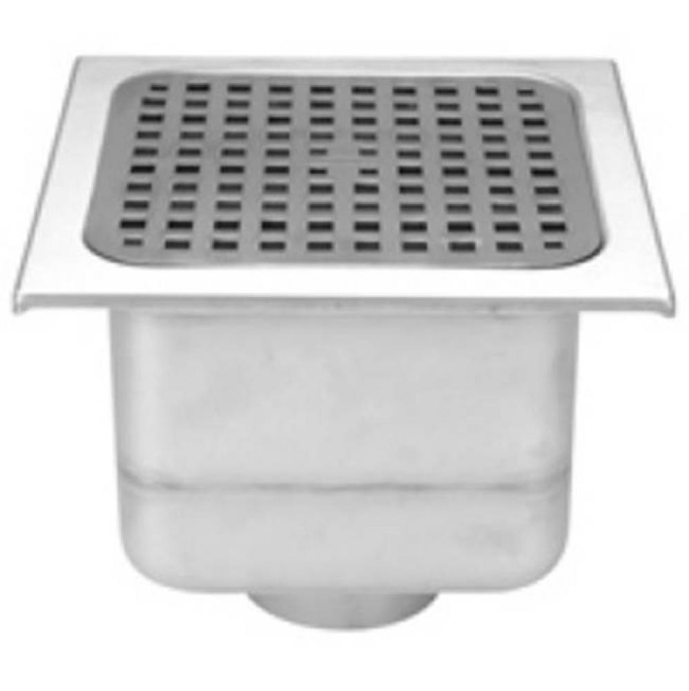 12'' x 12'' Sq Stainless Steel Sani Flor Receptor w/ 8'' Sump Depth