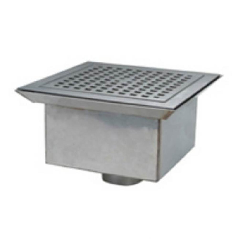 (USE-185(k) 13-3/8'' Sq SS Sani-Flor Receptor-6'' Sump w/ Adj Clamp Frame56447