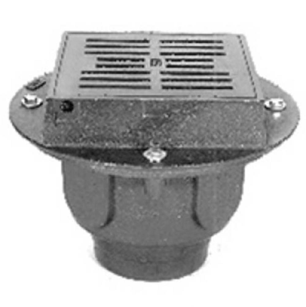 9'' Sq Hinged Heavy Duty Drain w/4'' Neo-Loc Outlet