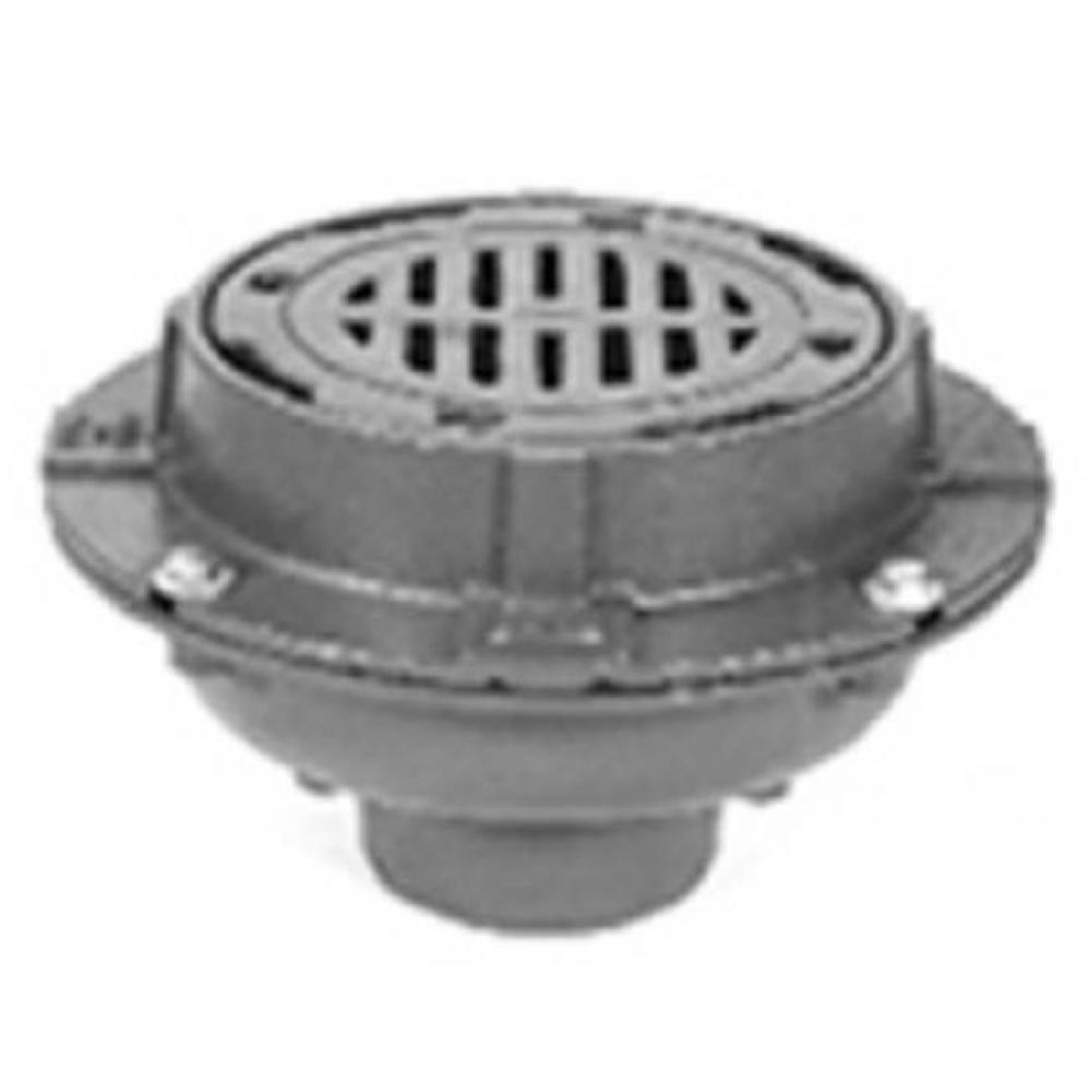 9'' Dia Medium Duty Area Drain w/ Bucket & Polished Nickel Grate-Trap Primer