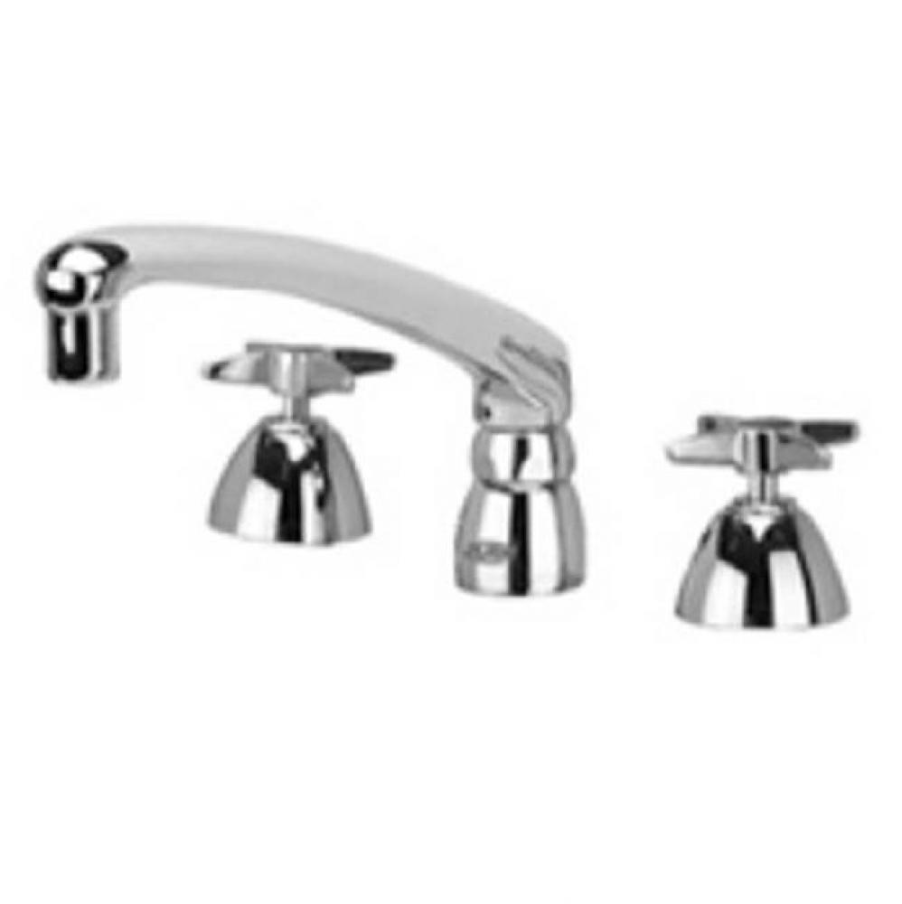 -XL FAUCET, WIDESPREAD FLEX HOSE, 3'' DIA FOUR-ARM, LEAD FREE