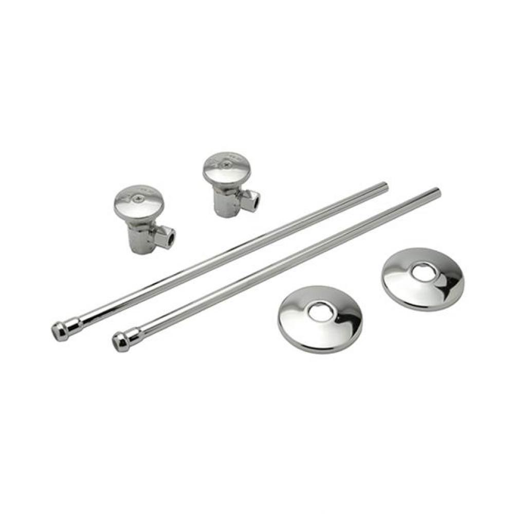 Two Standard Angle Stops with Loose Key, 12'' Flexible Risers, Steel Flanges, 3/8'&