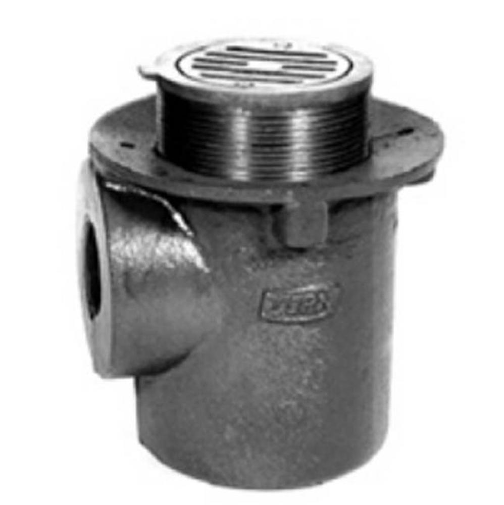 Prison Cell Floor Drain, 2'' IP Threaded Conn w/ Polished Nickel Top