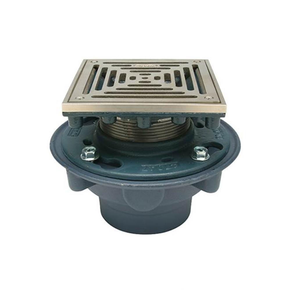 CI Floor Drain  6'' Sq Polished Nickel Leveling Strainer w/ Sq Openings-TP