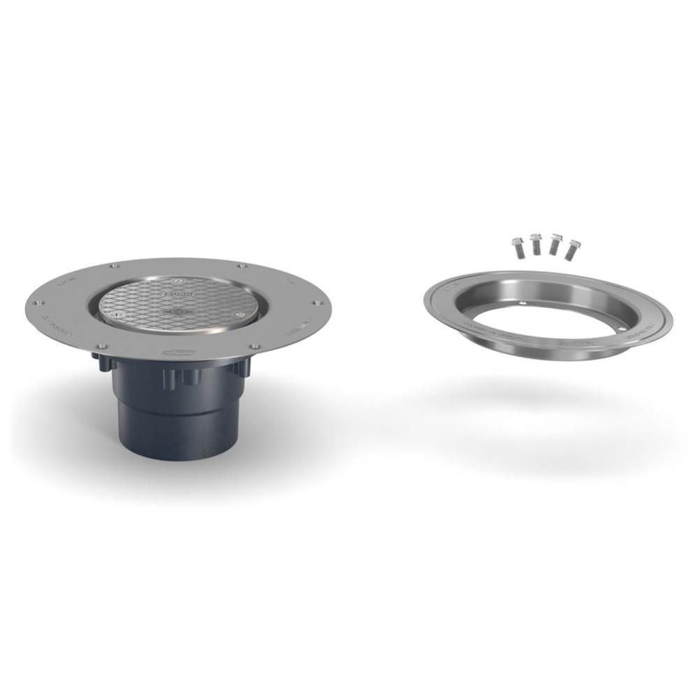 CO2 PVC Cleanout w/5'' SS Head,SS Deck Plate, CC, & 3''x4'' Outl