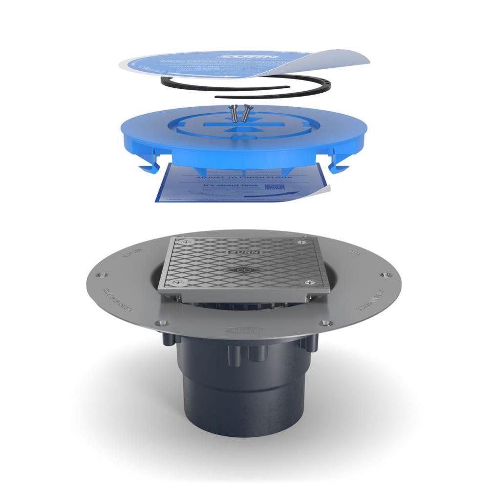 CO2 ABS Cleanout w/5'' Sq NB Head, SS Deck Plate & 2''x3'' Outle