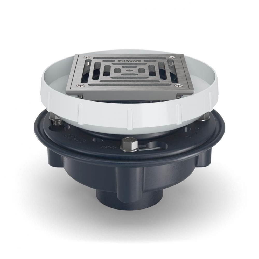 EZ1 5'' Sq SS Top w/2''X3'' PVC Solvent Weld Outlet PN 3156520075