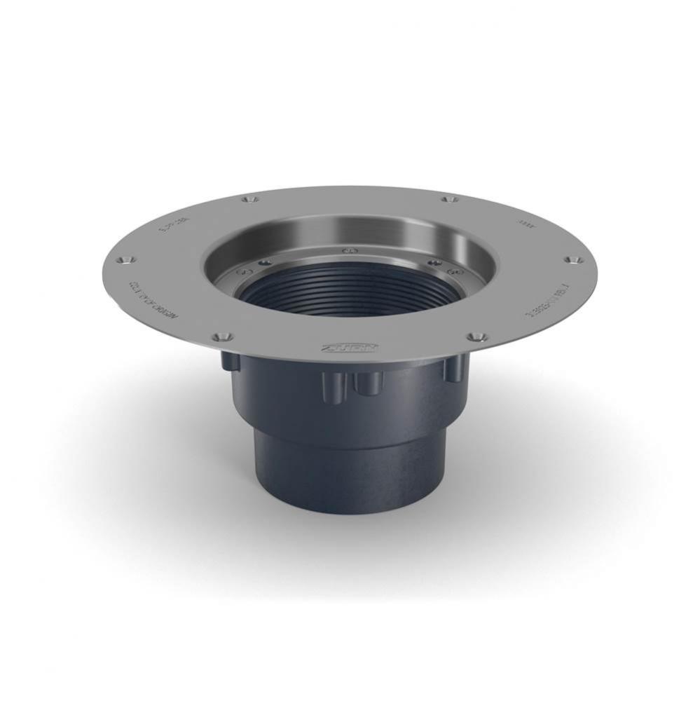 EZ2 PVC Cleanout Body w/SS Deck Plate, 3''X 4'' Outlet PN 3162400096