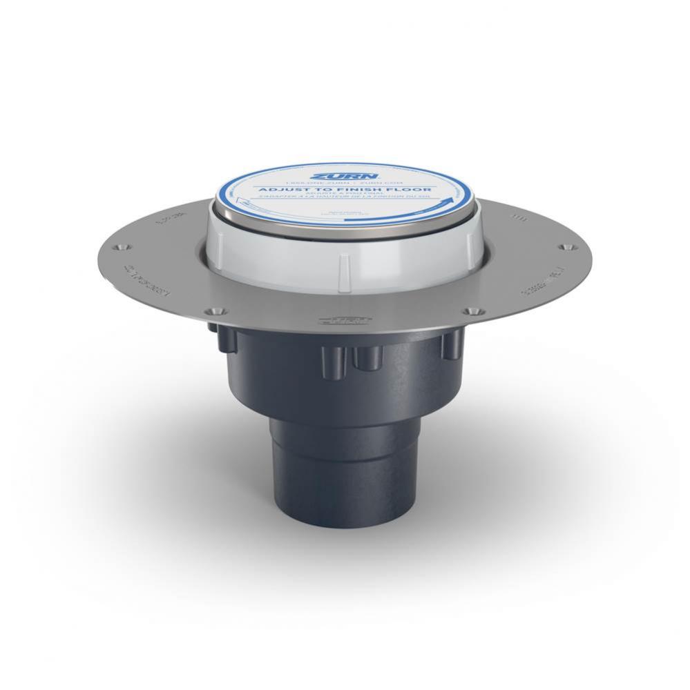 EZC2 PVC Cleanout w/5'' NB Head, SS Deck Plate and 2''X3'' Outlet PN