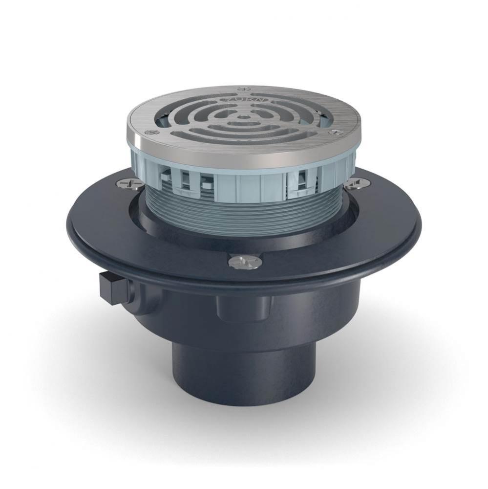 5'' Round Stainless Steel Floor Drain w/ 2'' NH Outlet