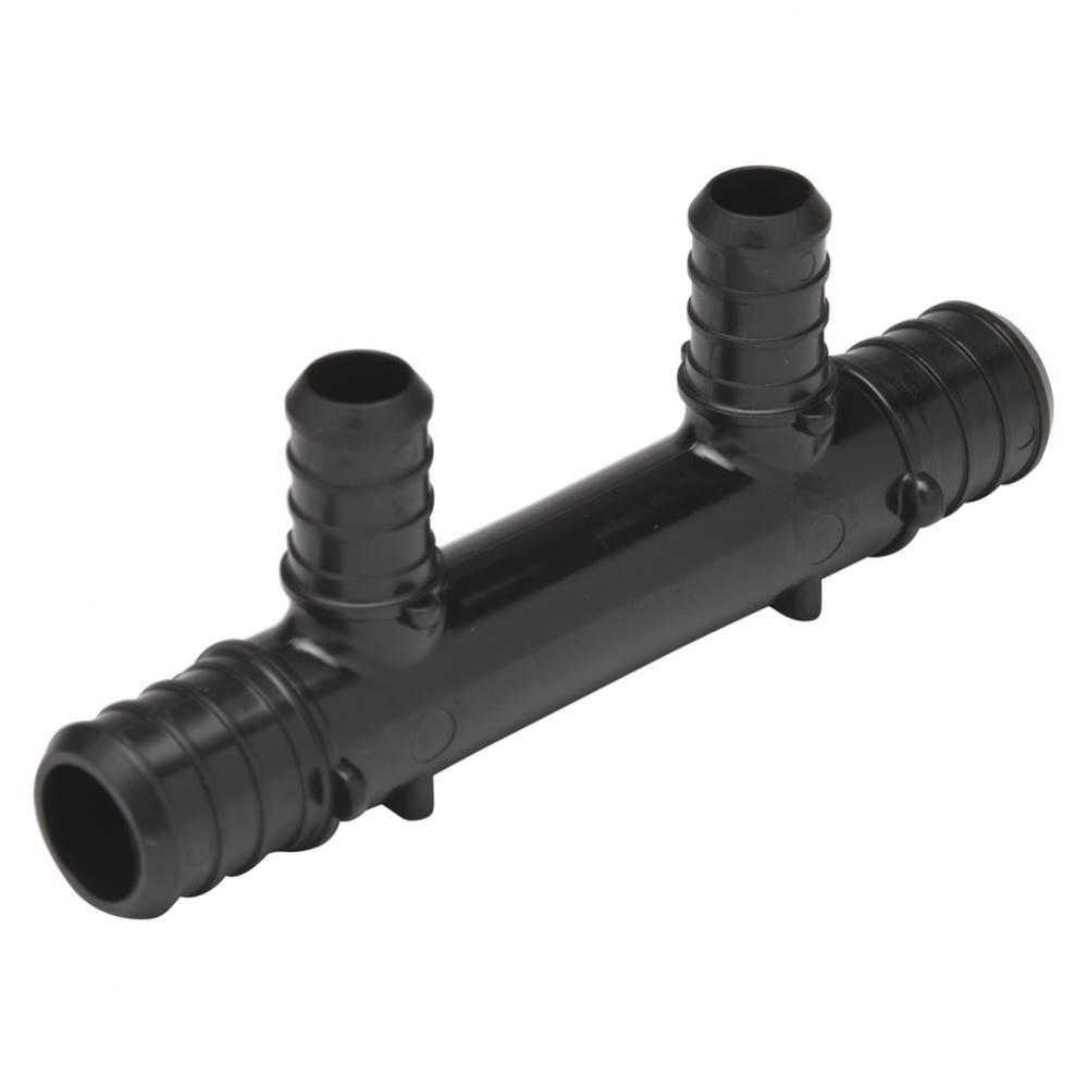 Polymer Multi-port Tee - (1) 3/4'' PEX Crimp Inlet and Outlet w/ (2) 1/2'' PEX