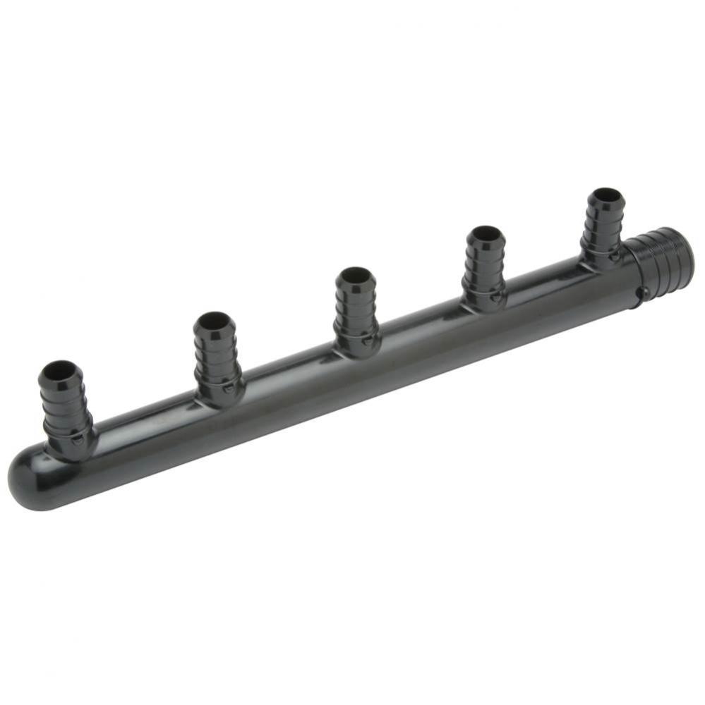 Polymer Multi-port Tee - (1) 1'' PEX Crimp Inlet (closed end) w/ (5) 1/2'' PEX